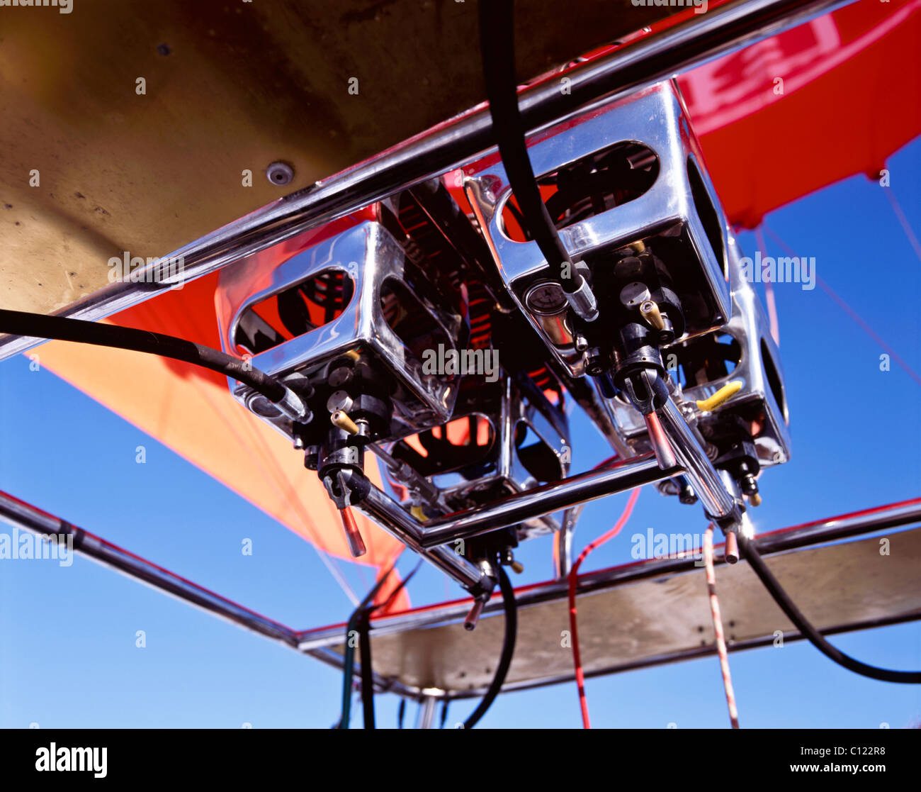 Giro in Mongolfiera al di sopra della regione di Allgäu, Baviera, Germania Foto Stock