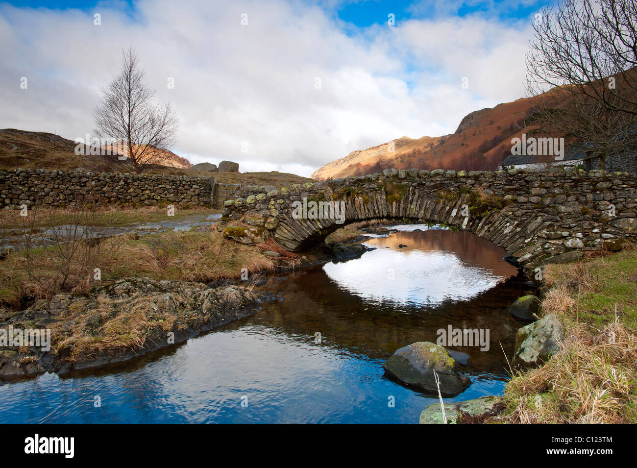 Pack Horse Bridge Watendlath Lake District Cumbria Foto Stock