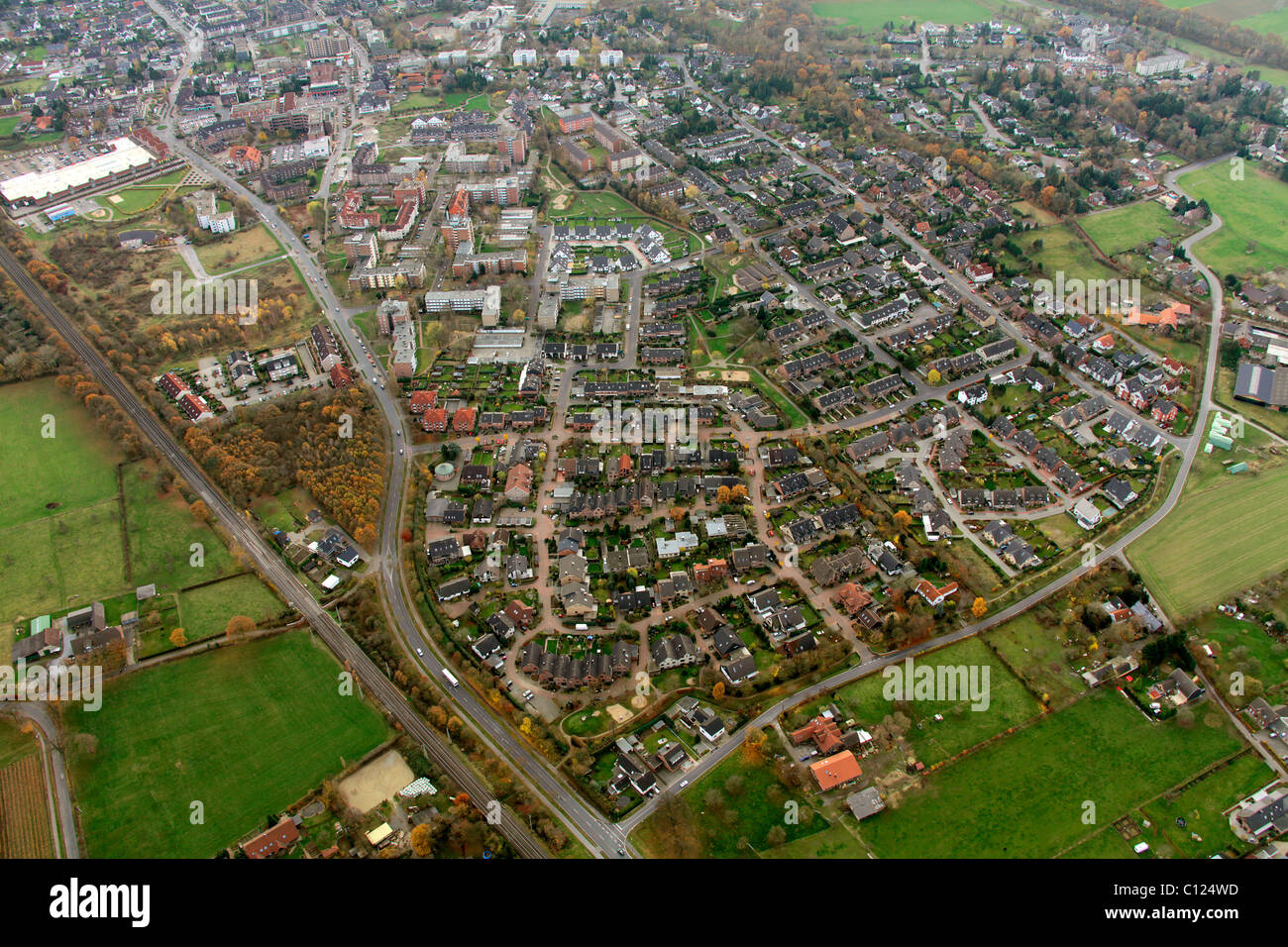 Vista aerea, Moellen, Voerde, Renania settentrionale-Vestfalia, Germania, Europa Foto Stock