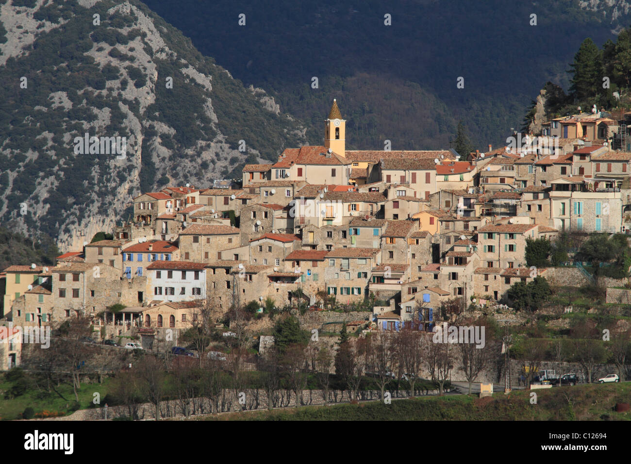 Sainte-Agnès, il più alto villaggio di montagna sul Mediterraneo, Département Alpes Maritimes, Région Provence-Alpes-Côte d'Azur Foto Stock
