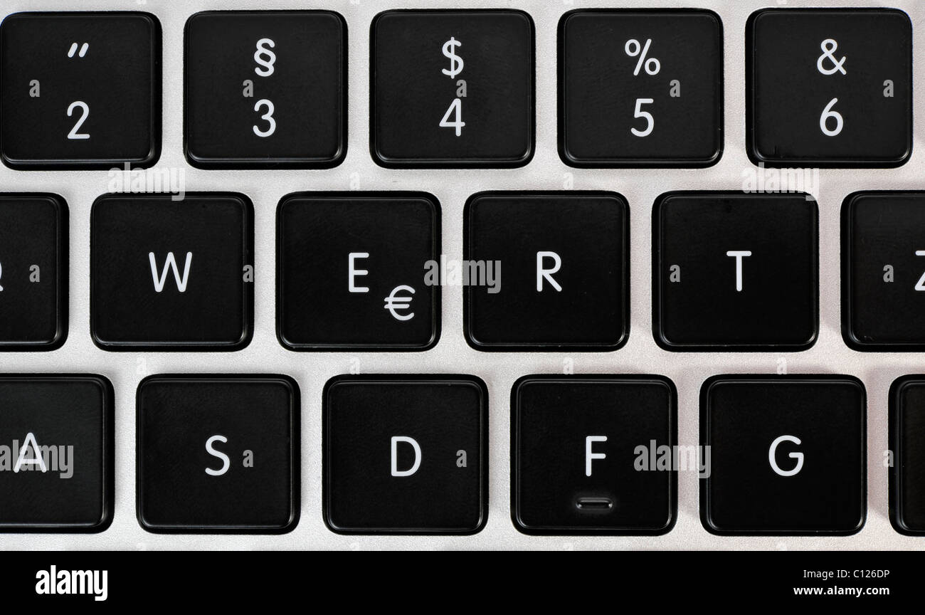 Lettering "Wert', Tedesco per 'valore', con simbolo euro sulla tastiera  Foto stock - Alamy