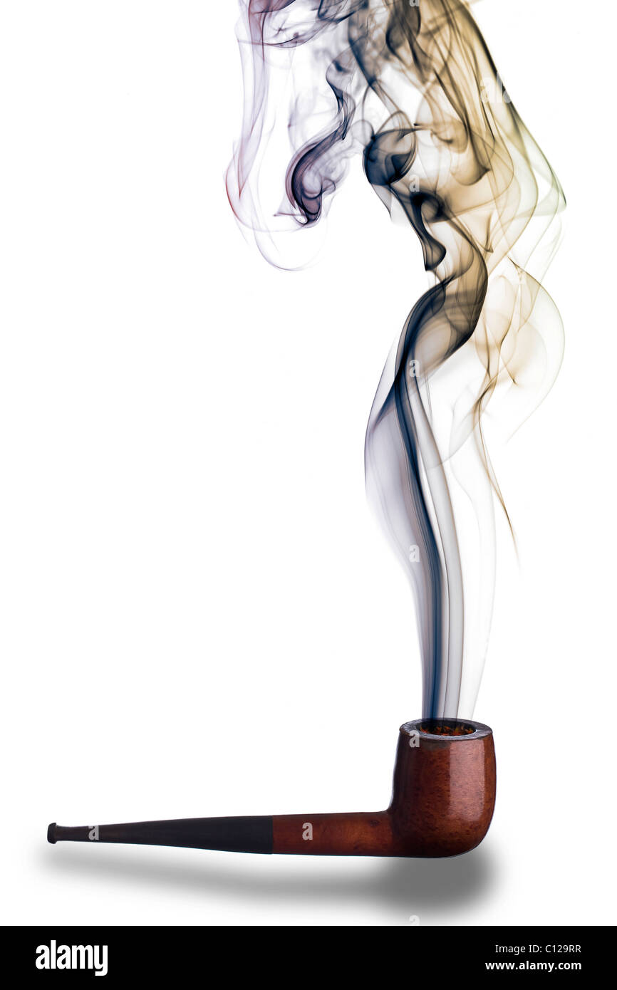 Fumo colorato passando da un tubo Foto Stock