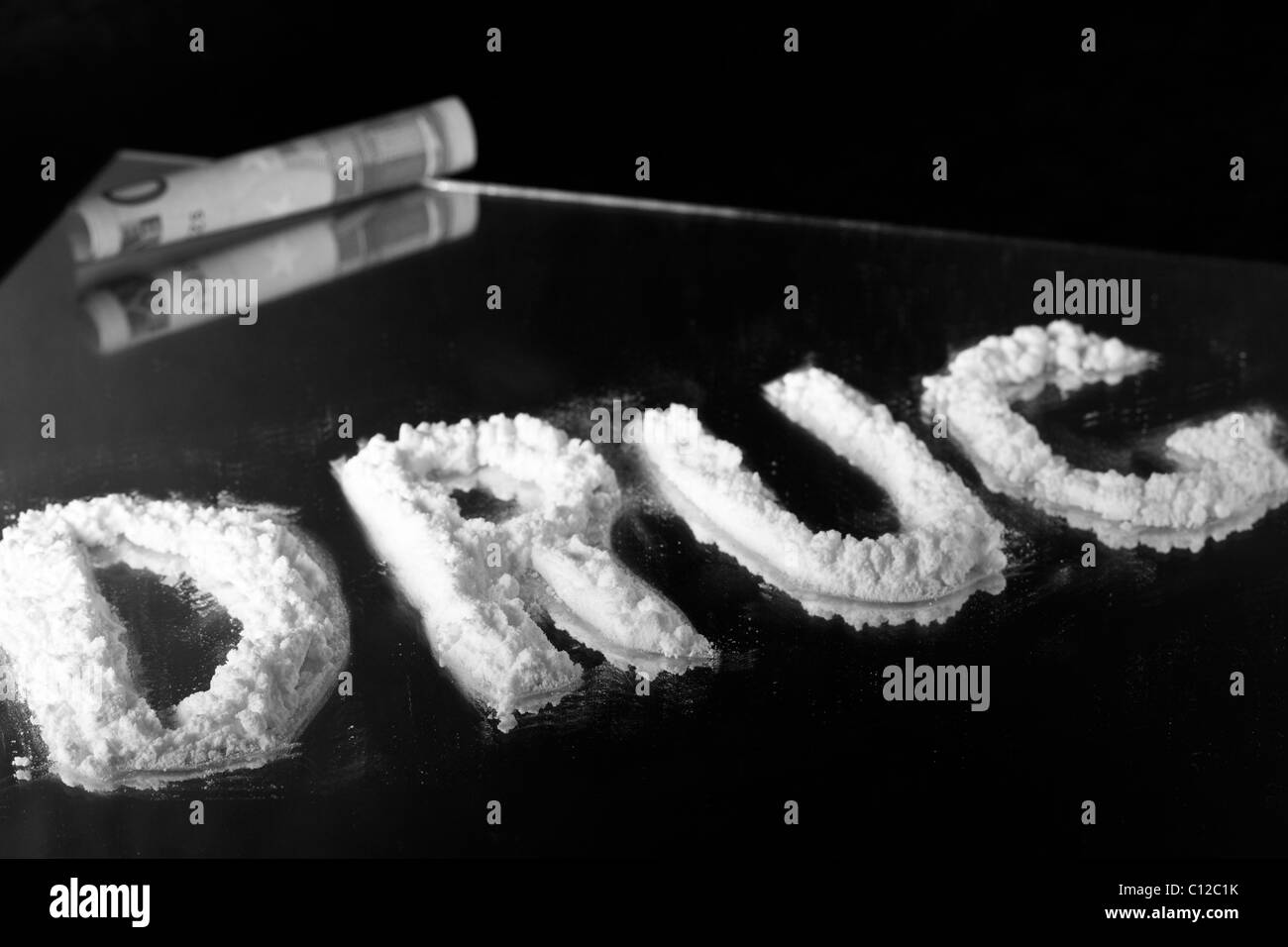 Farmaco scritto con cocaina Foto Stock