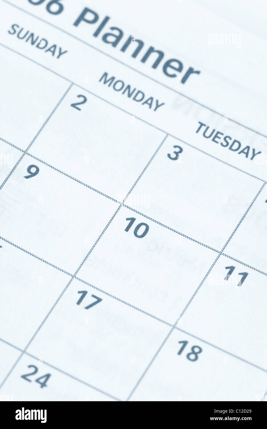 Calendario immagine ravvicinata di background Foto Stock