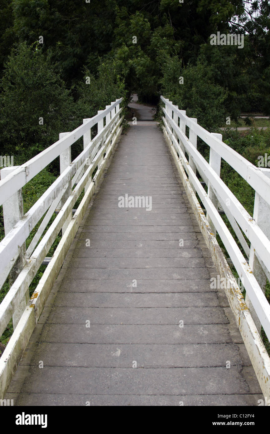 Ponte che attraversa il fiume Cuckmere lungo South Downs Way, East Sussex, England, Regno Unito Foto Stock