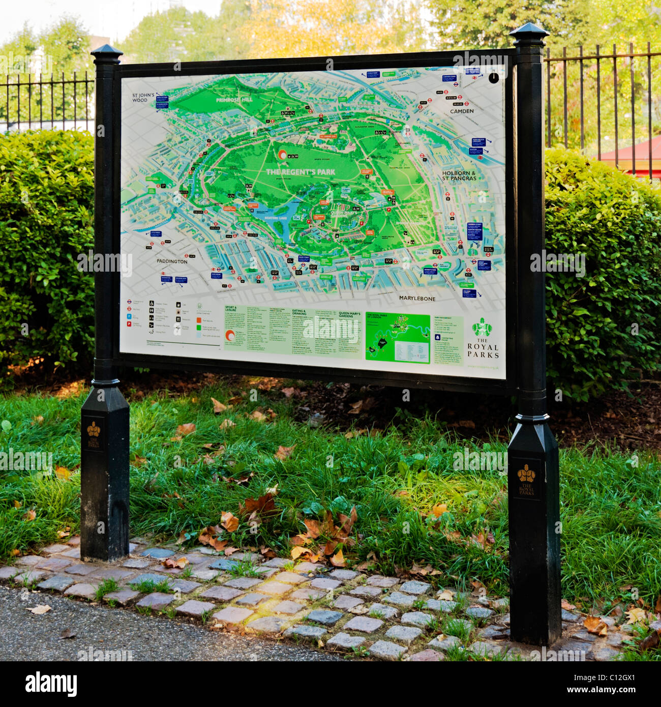 Regents Park map, Londra Foto Stock