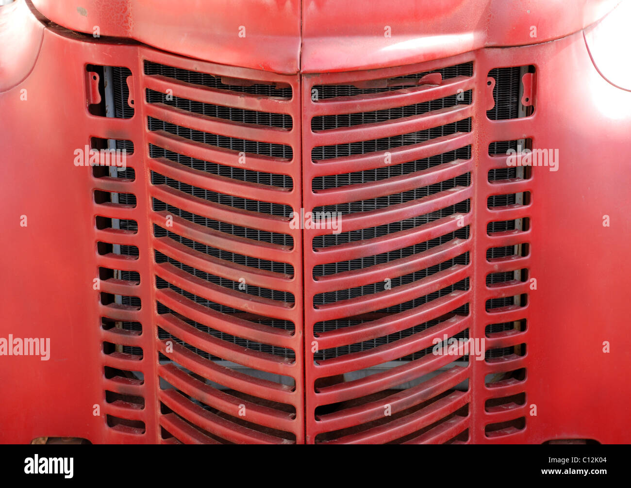 Old red Carrello grill. Foto Stock