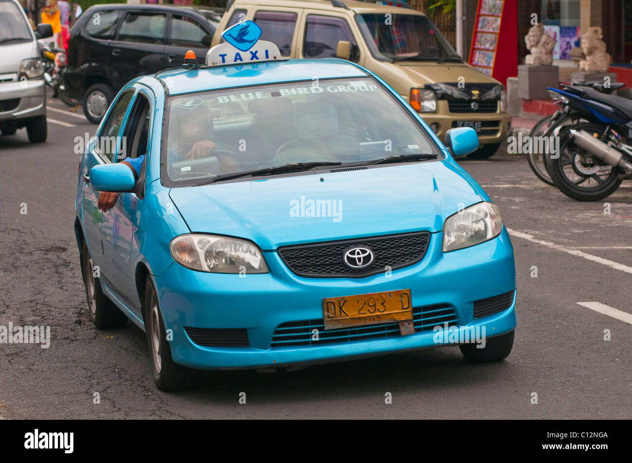 Taxi Bluebird in Ubud Bali Indonesia Foto Stock