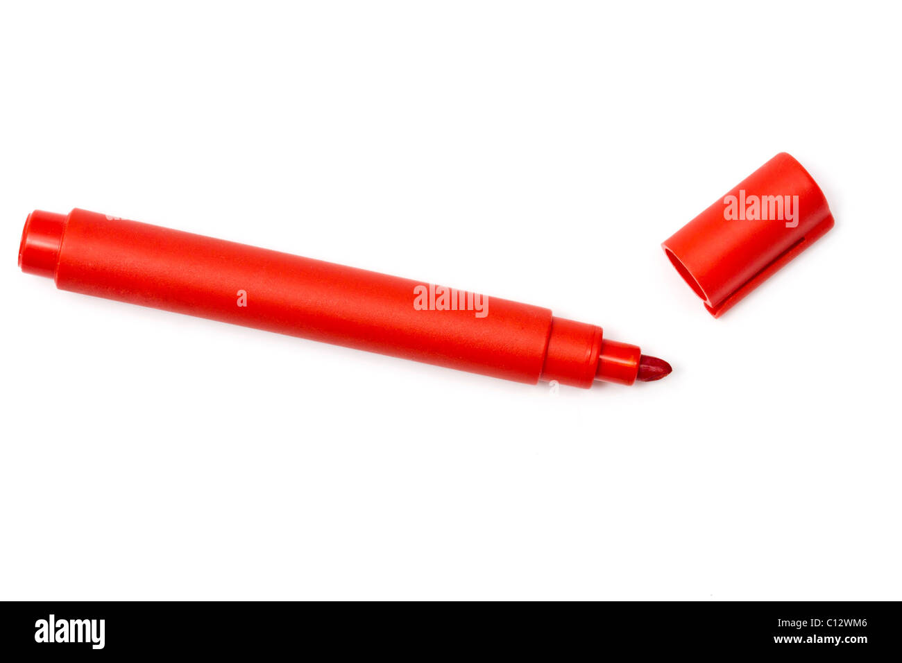 Evidenziatore rosso isolato su sfondo bianco Foto stock - Alamy