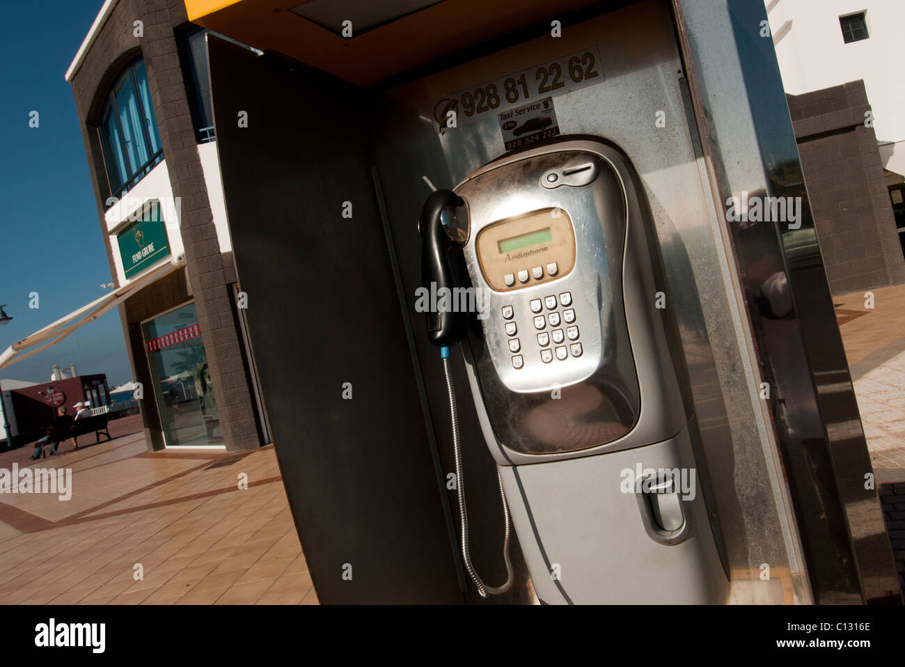 Pubblico a pagamento Telefono in Lanzarote Foto Stock