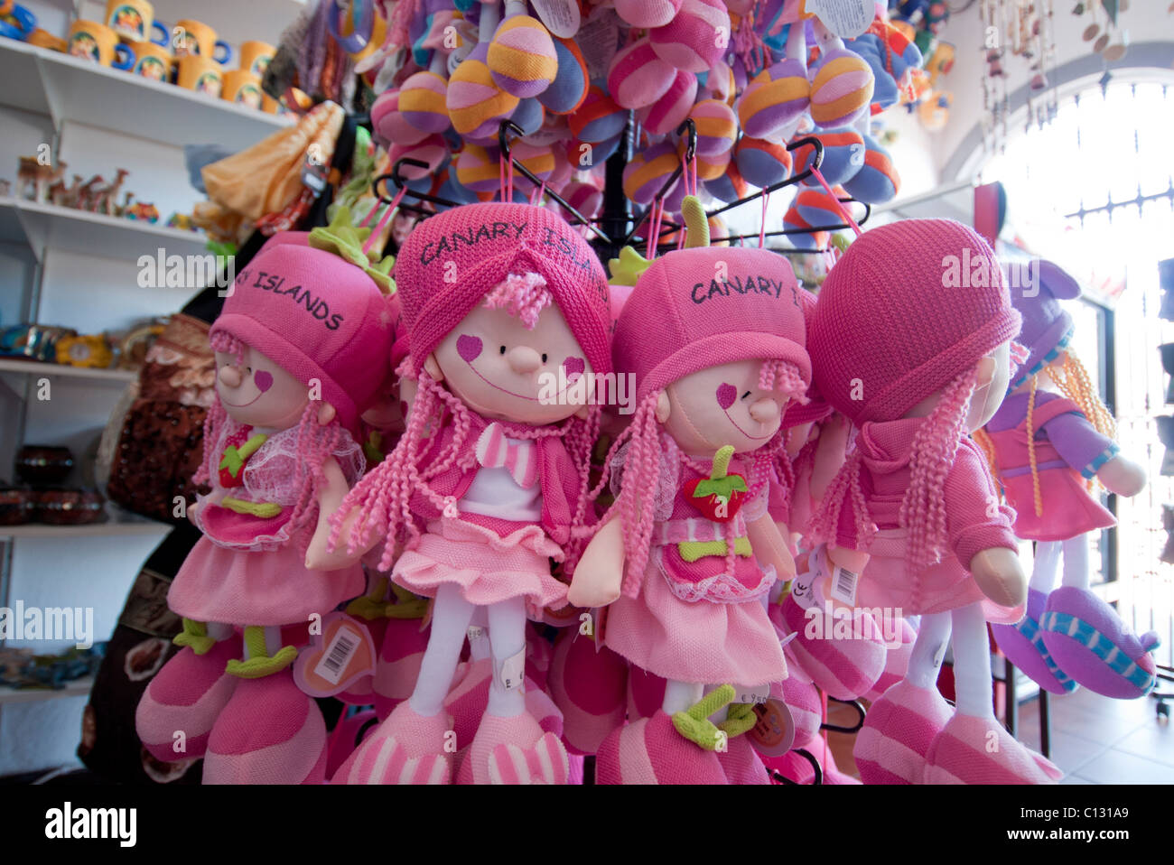 Canarie bambole rosa Foto Stock