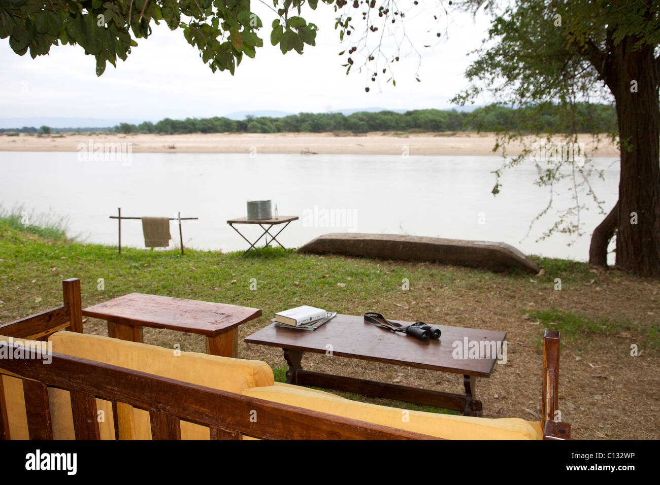 Vista del fiume Luangwa, Zambia Foto Stock