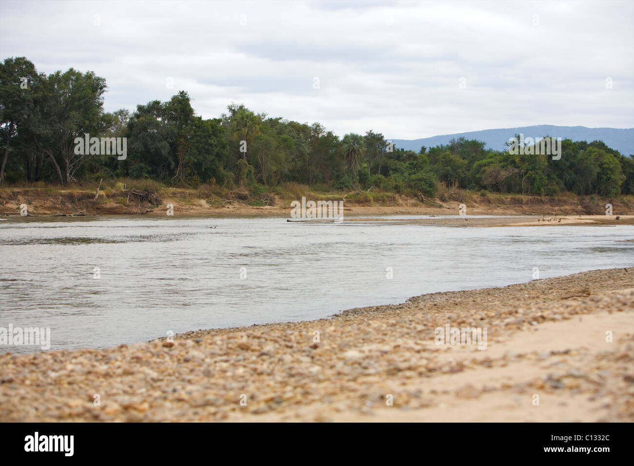Vista del fiume Luangwa, Zambia Foto Stock