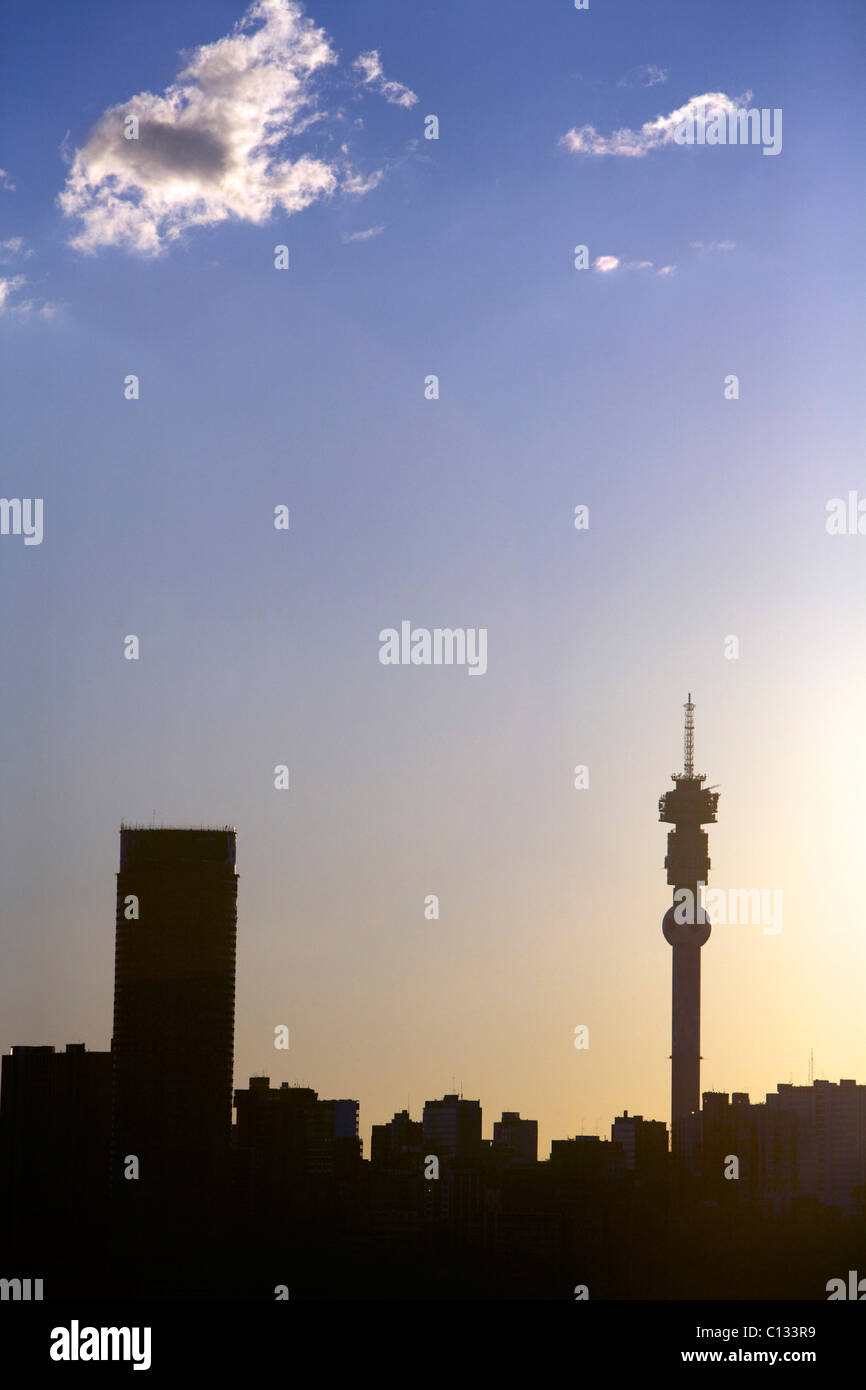 Vista di Johannesburg sullo skyline della città e della provincia di Gauteng, Sud Africa Foto Stock