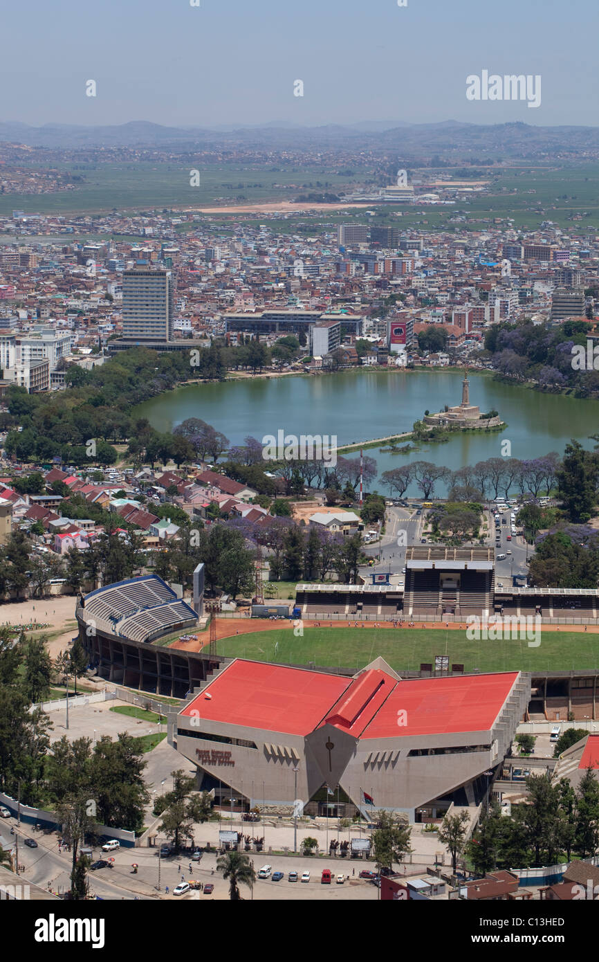 Vista su una sezione di Antananarivo. A volte abbreviato come tana. Capitale del Madagascar. Foto Stock