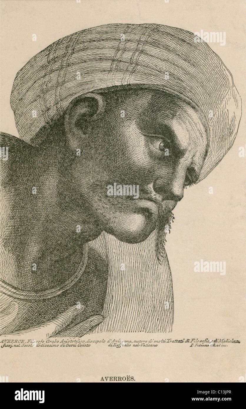 Averroes (1126-98), Moresco filosofo islamico e del medico. I suoi commenti su Aristotele sono state tradotte in latino e fortemente influenzato del tardo Medioevo umanesimo. Foto Stock