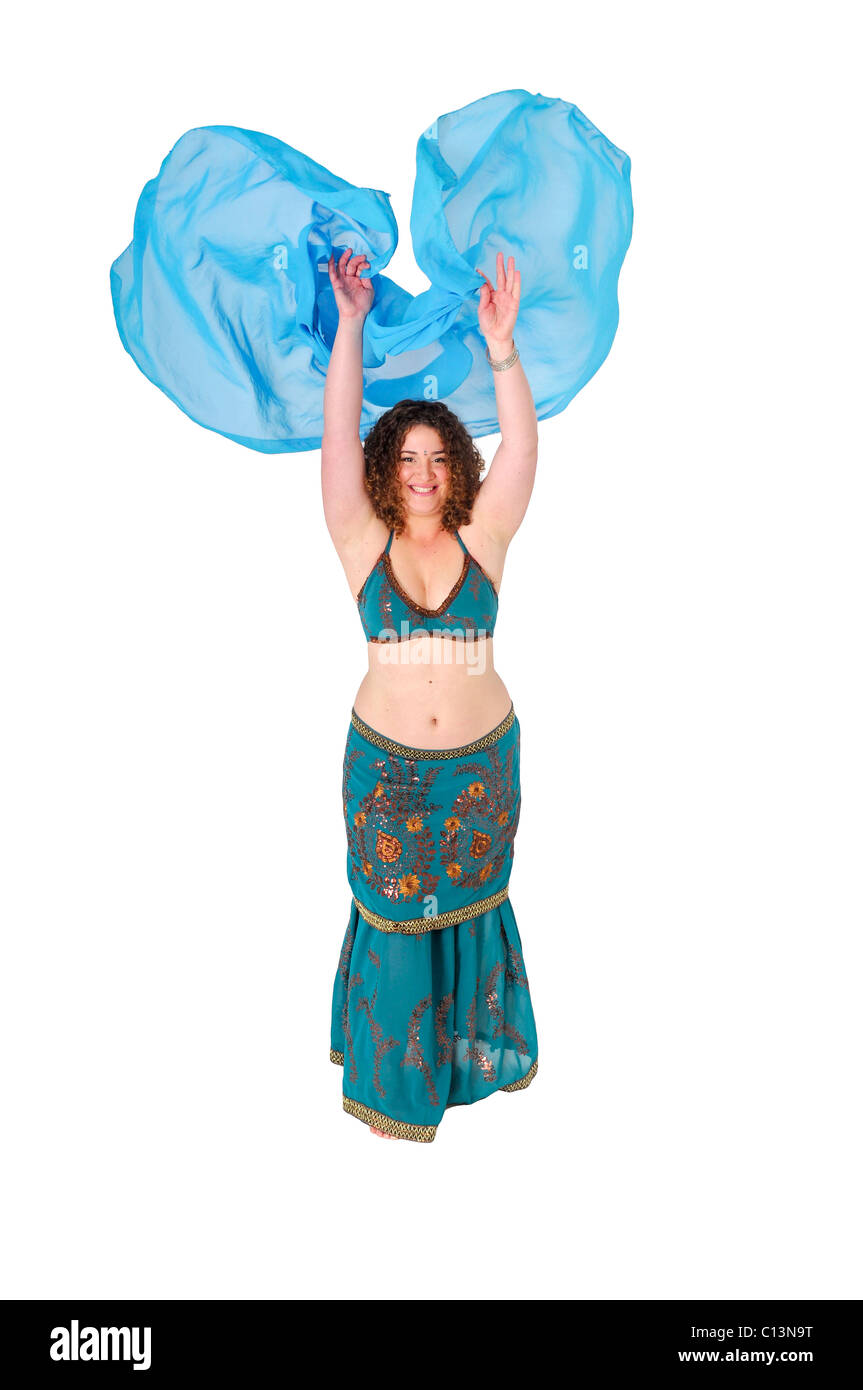 Stile egiziano danzatrice del ventre su sfondo bianco Foto Stock
