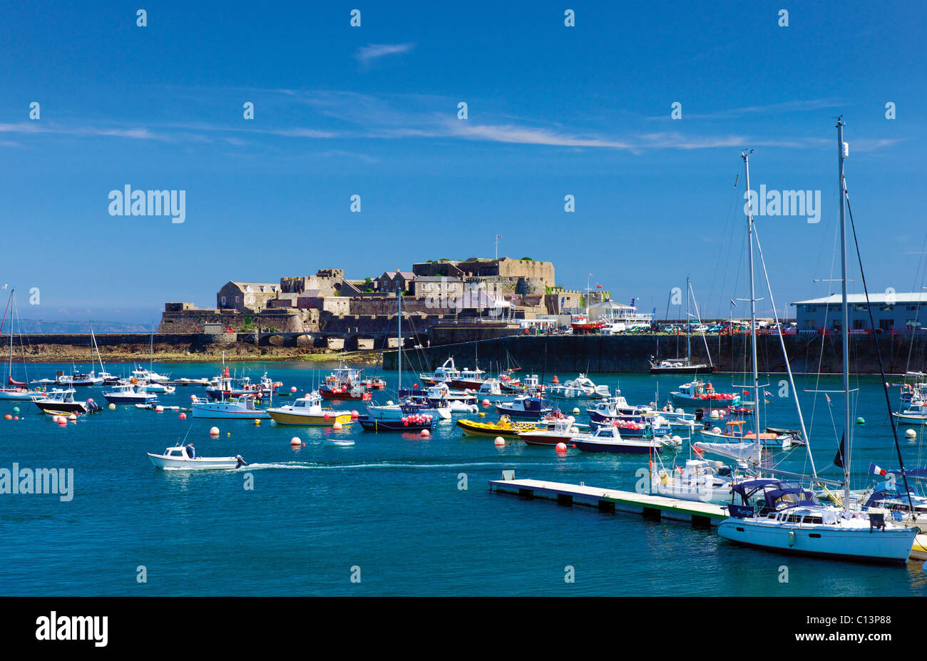 Cornet Castle,porto,St Peter Port Guernsey,,Isole del Canale. Foto Stock