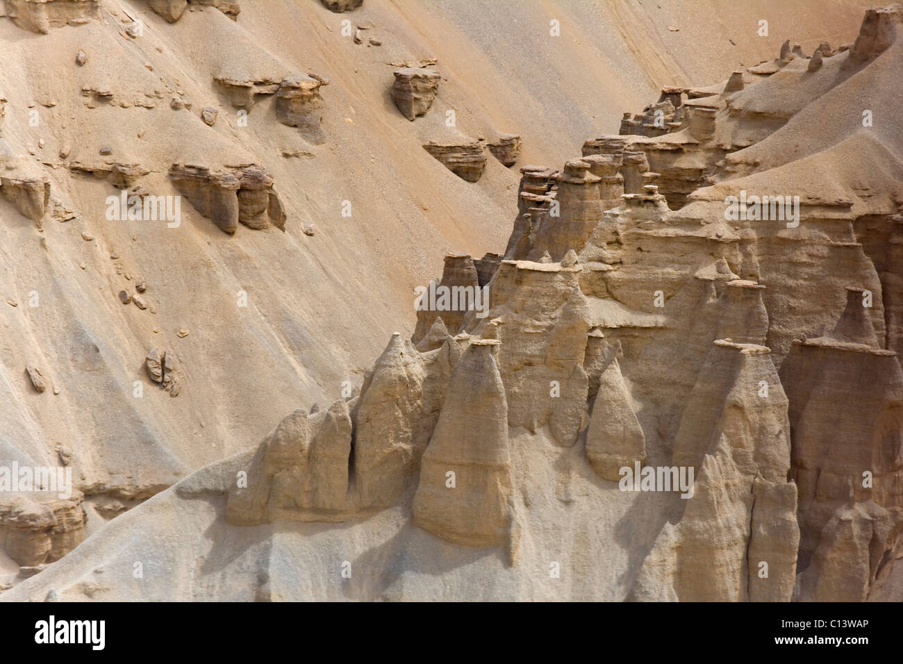 Eroso la formazione di montagna, Himalaya, Ladakh, India Foto Stock