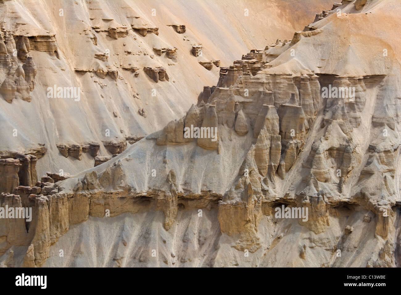 Eroso la formazione di montagna, Himalaya, Ladakh, India Foto Stock