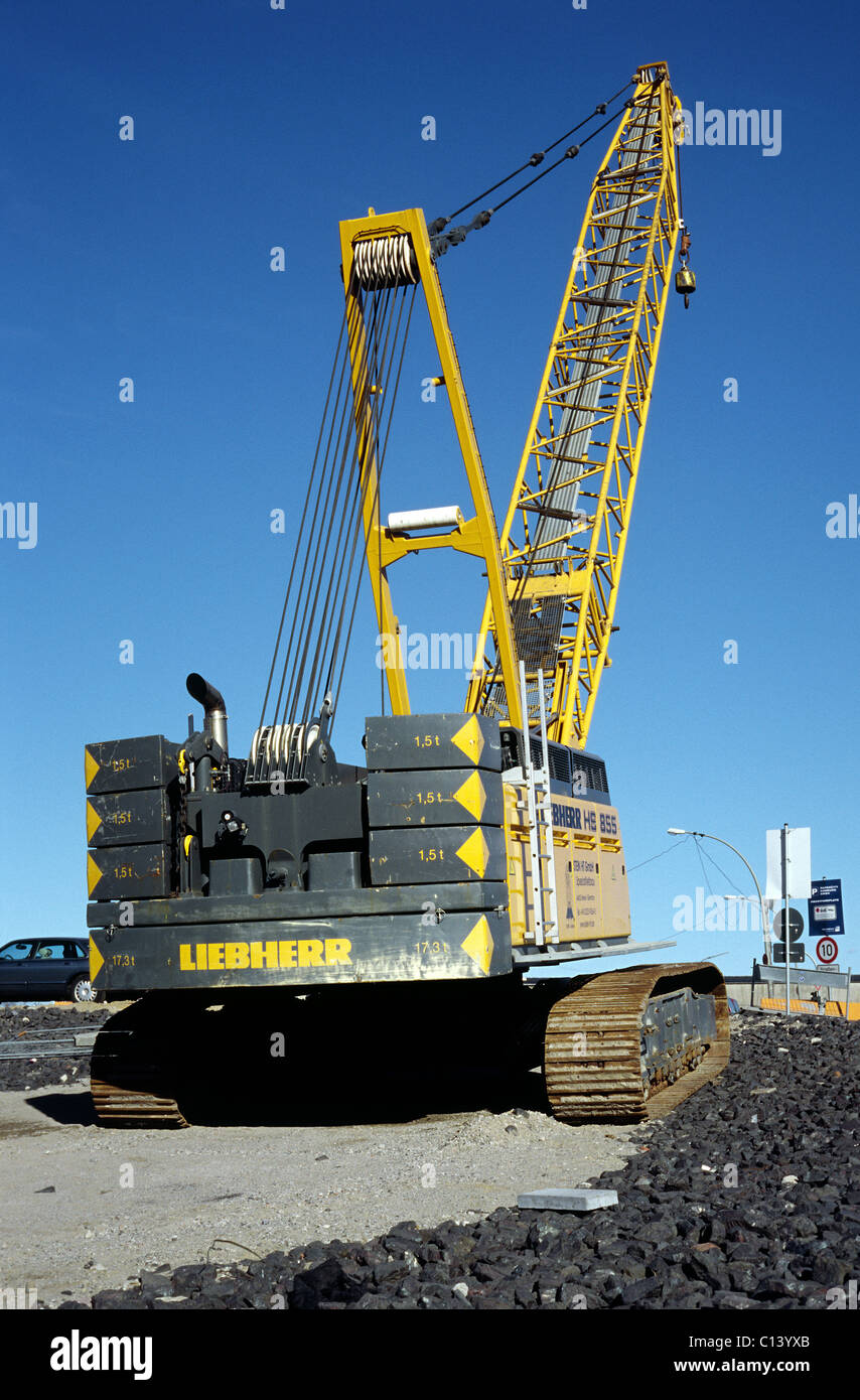 Liebherr Gru mobile ad Amburgo di Hafencity. Foto Stock