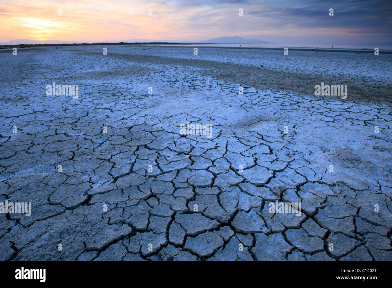 Tramonto lungo il Salton Sea. Foto Stock