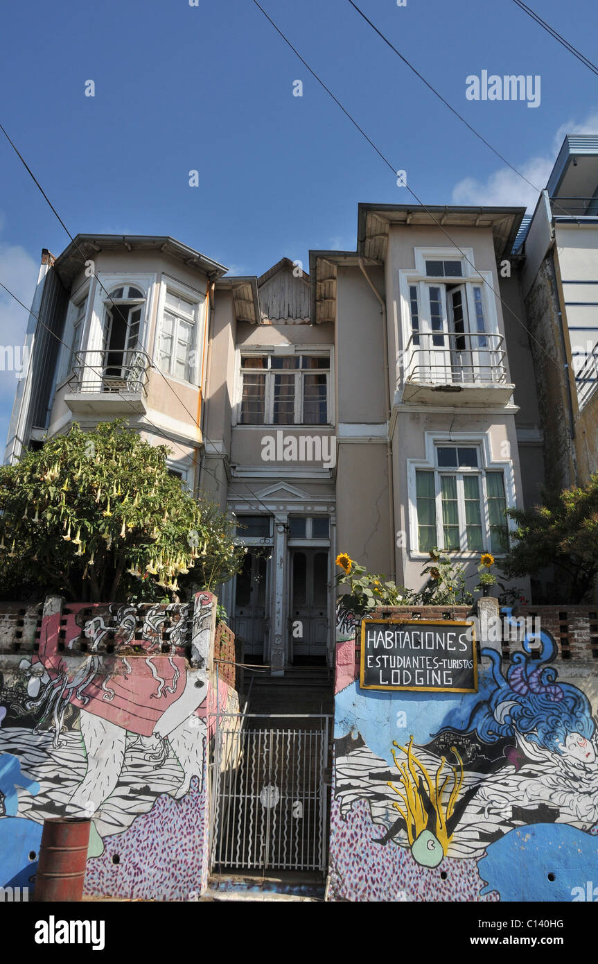 Vecchia casa Valparaiso Cile Foto Stock