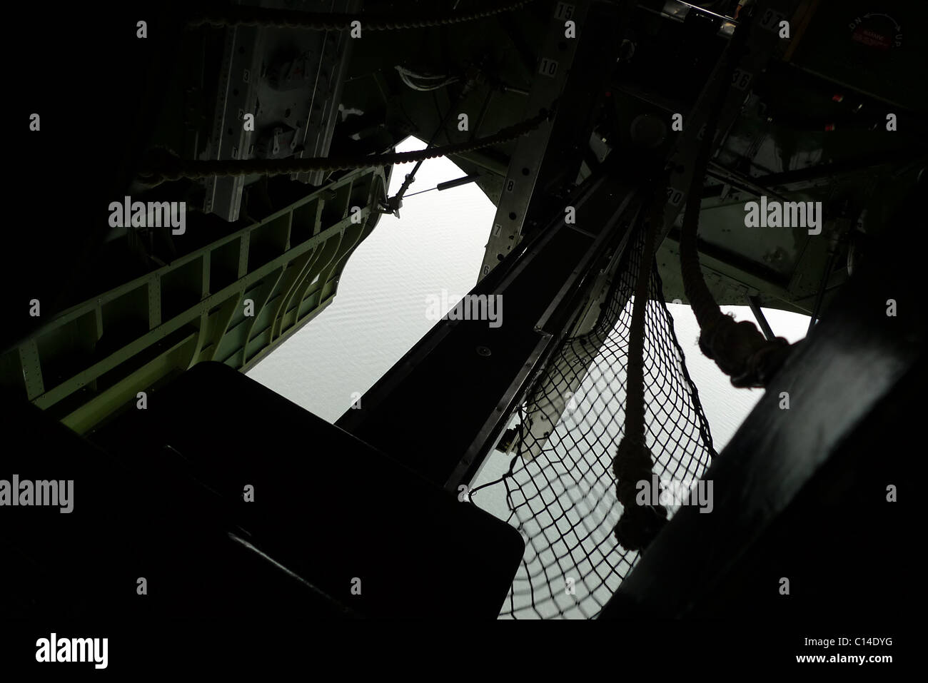 BOMB BAY OPEN B17 WW2 VINTAGE REPUBBLICA BOMBARDIERE CAMPO LONG ISLAND NEW YORK STATI UNITI D'AMERICA Foto Stock