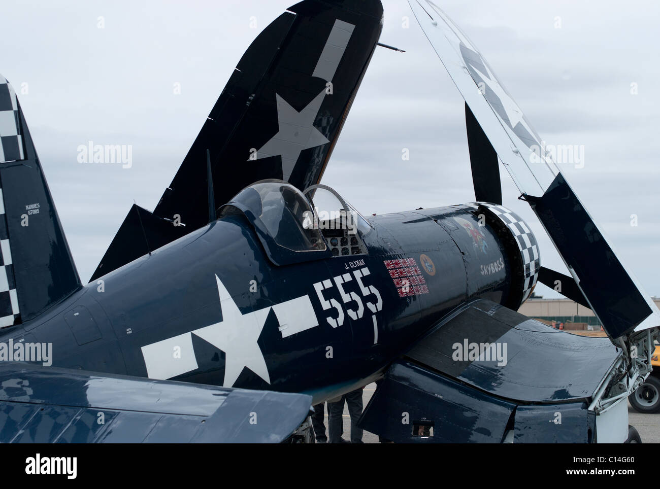 US NAVY CORSAIR FIGHTER VINTAGE WW2 aereo da combattimento repubblica campo LONG ISLAND NEW YORK STATI UNITI D'AMERICA Foto Stock