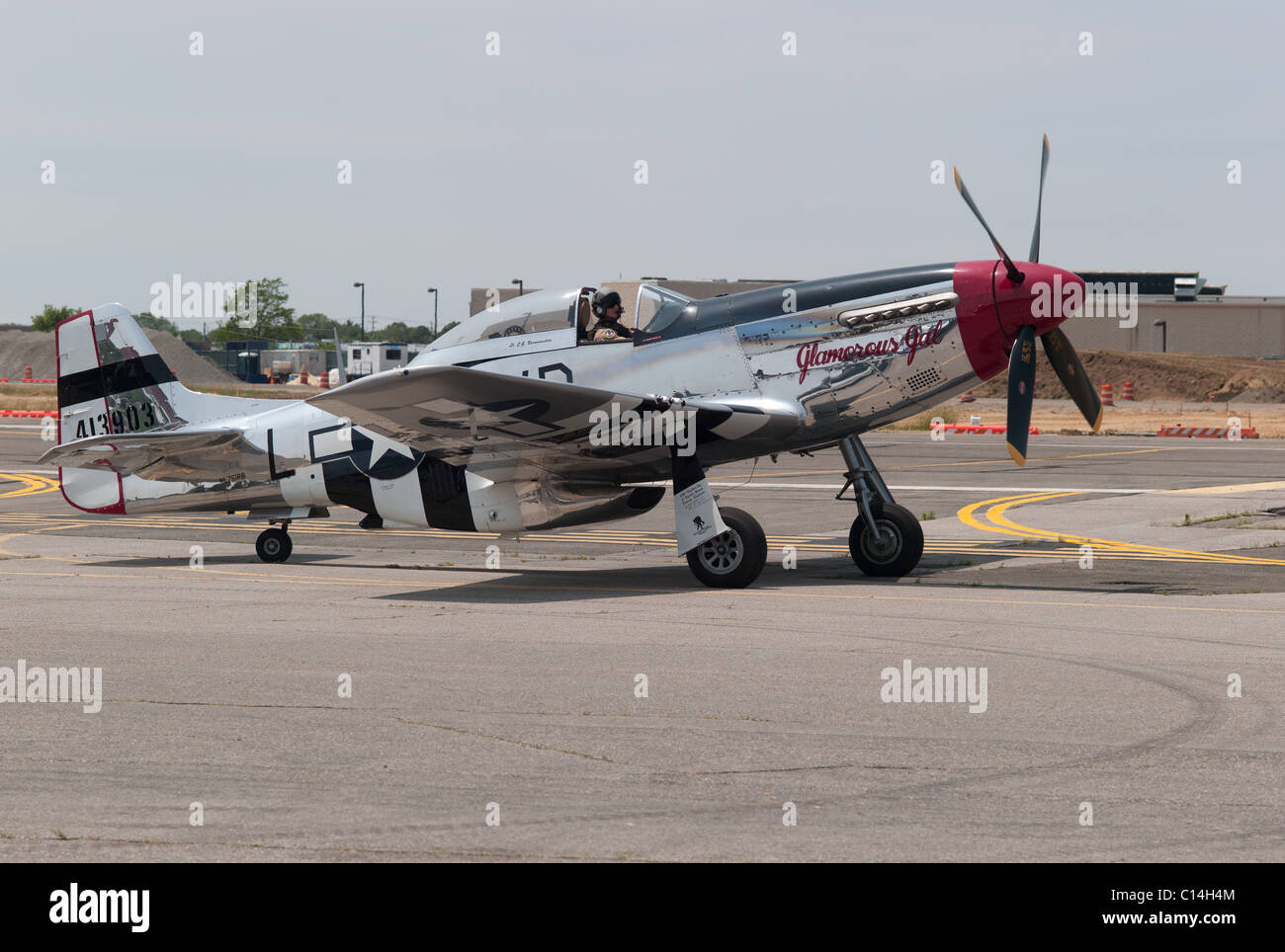 P51 MUSTANG WW2 piano campo REPUBBLICA LONG ISLAND NEW YORK STATI UNITI D'AMERICA Foto Stock