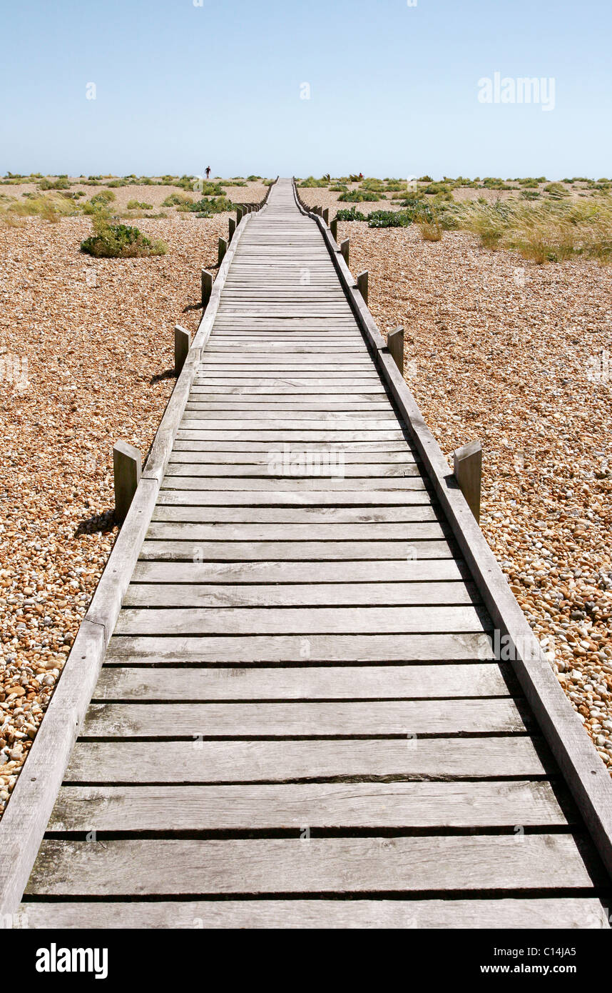 Passaggio pedonale alla spiaggia di Dungeness, Kent, fornito dal Patrimonio del fondo della lotteria. Foto Stock