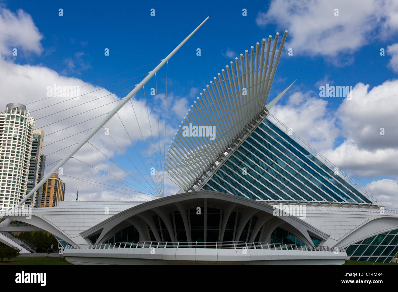 Quadracci Pavilion, progettato da Santiago Calatrava, Milwaukee Art Museum, Wisconsin, STATI UNITI D'AMERICA Foto Stock