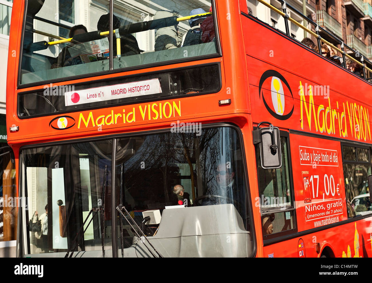 Visione di Madrid city tour bus, madrid, Spagna Foto Stock