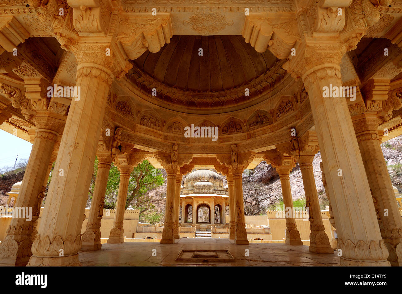 Il Gator ki Chatri mausoleo vicino a Jaipur, India Foto Stock
