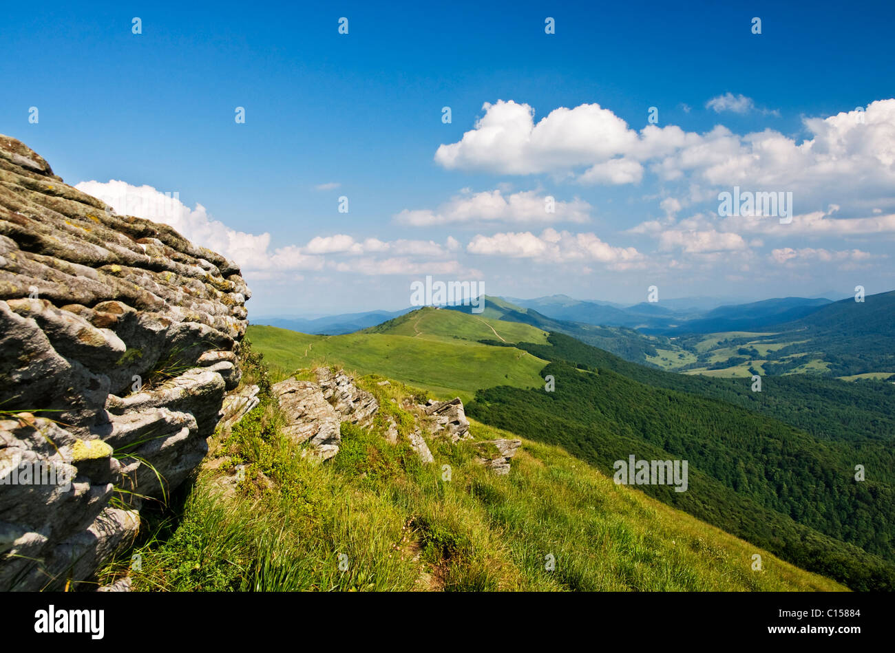 Bieszczady Montagne Vista panoramica Foto Stock