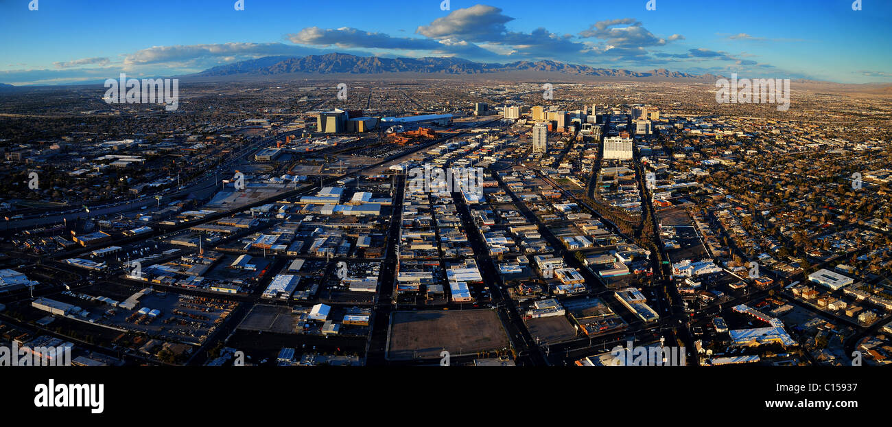 Las Vegas vista aerea panorama al tramonto. Foto Stock