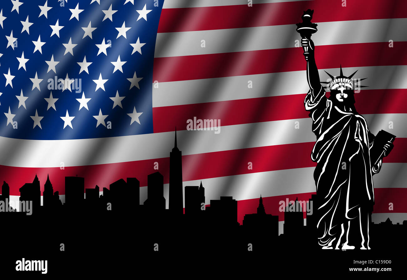 Bandiera Americana E Simboli Patriottici Fotografia Stock - Immagine di