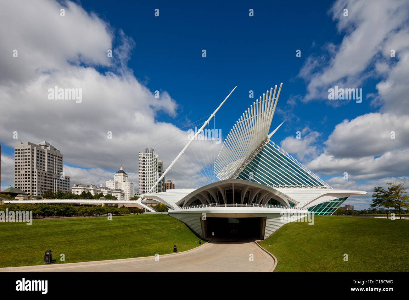 Quadracci Pavilion, progettato da Santiago Calatrava, Milwaukee Art Museum, Wisconsin, STATI UNITI D'AMERICA Foto Stock