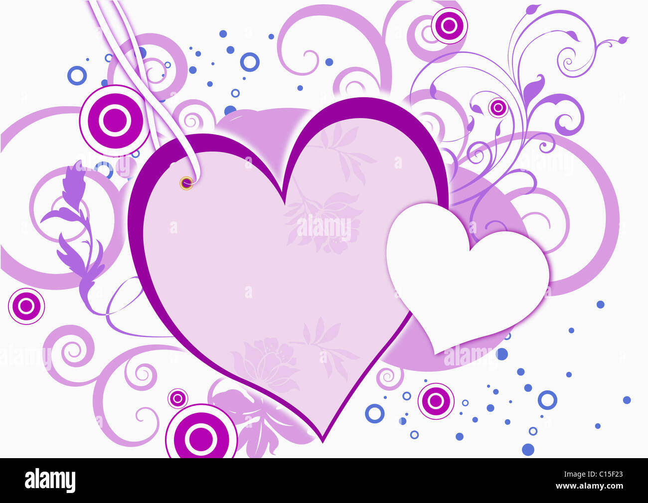 Illustrazione di porpora e Cuori rosa Foto Stock