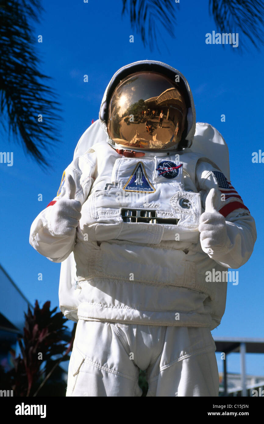 Astronauta, due pollici in su, presso il Kennedy Space Center di Cape Canaveral, in Florida, Stati Uniti d'America Foto Stock