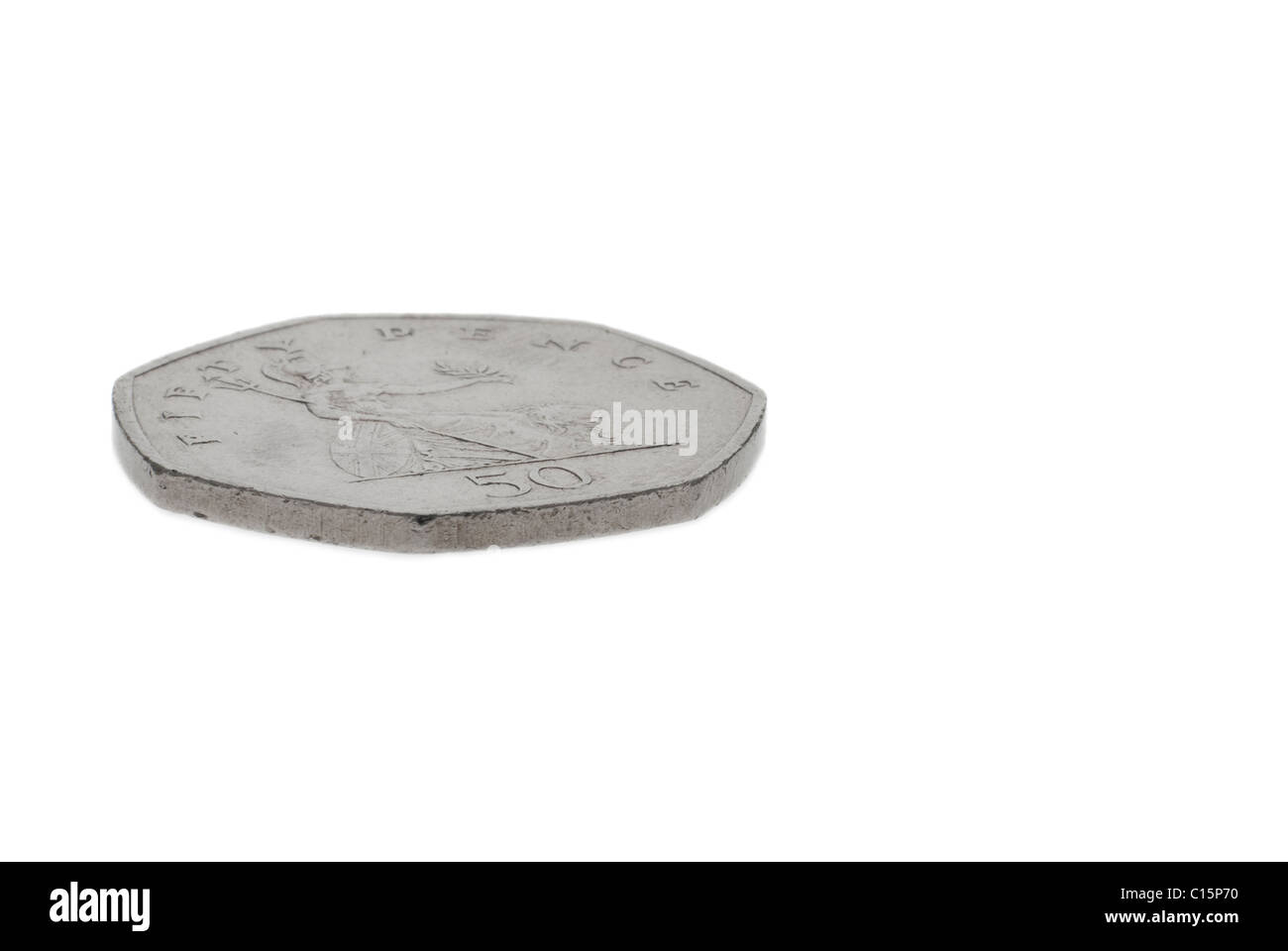Cinquanta Pence Coin Foto Stock