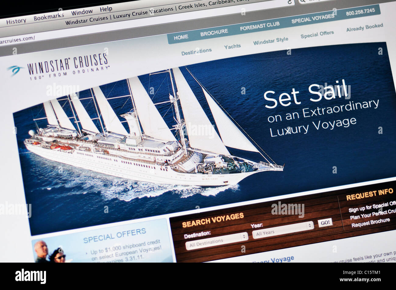 Windstar Cruises website Foto Stock