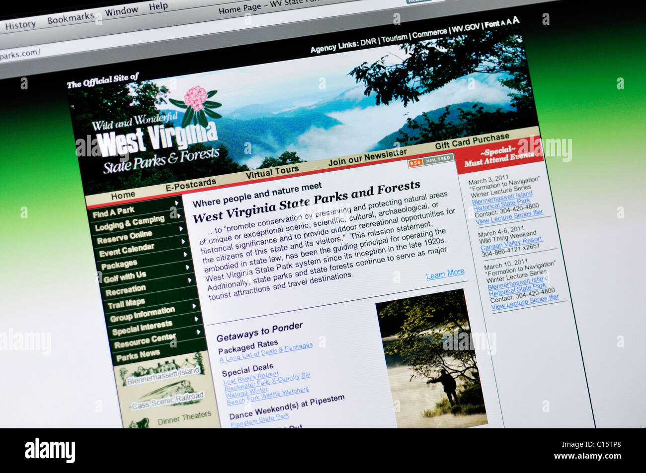 West Virginia membro ufficiale ufficio turistico sito web Foto Stock