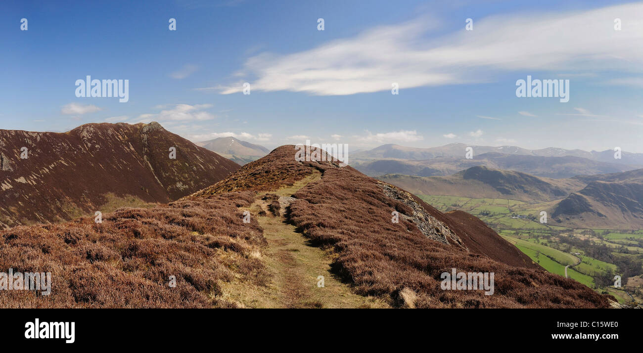 Knott Rigg, Ard balze e Causey Pike in primavera nel Lake District inglese Foto Stock