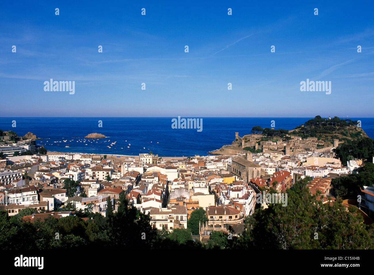 Vista di Tossa de Mar, Costa Brava Catalogna, Europa Foto Stock