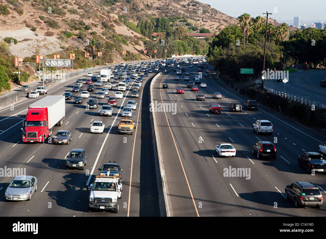 Interstate 405 al tramonto Bouledvard, Contea di Los Angeles, California, Stati Uniti d'America Foto Stock