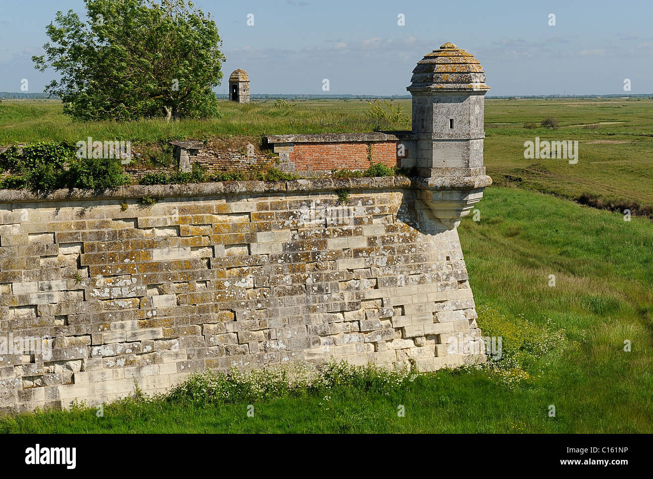 Torre di avvistamento sui bastioni della cittadella di Brouage, Charente Maritime dipartimento, Francia Foto Stock