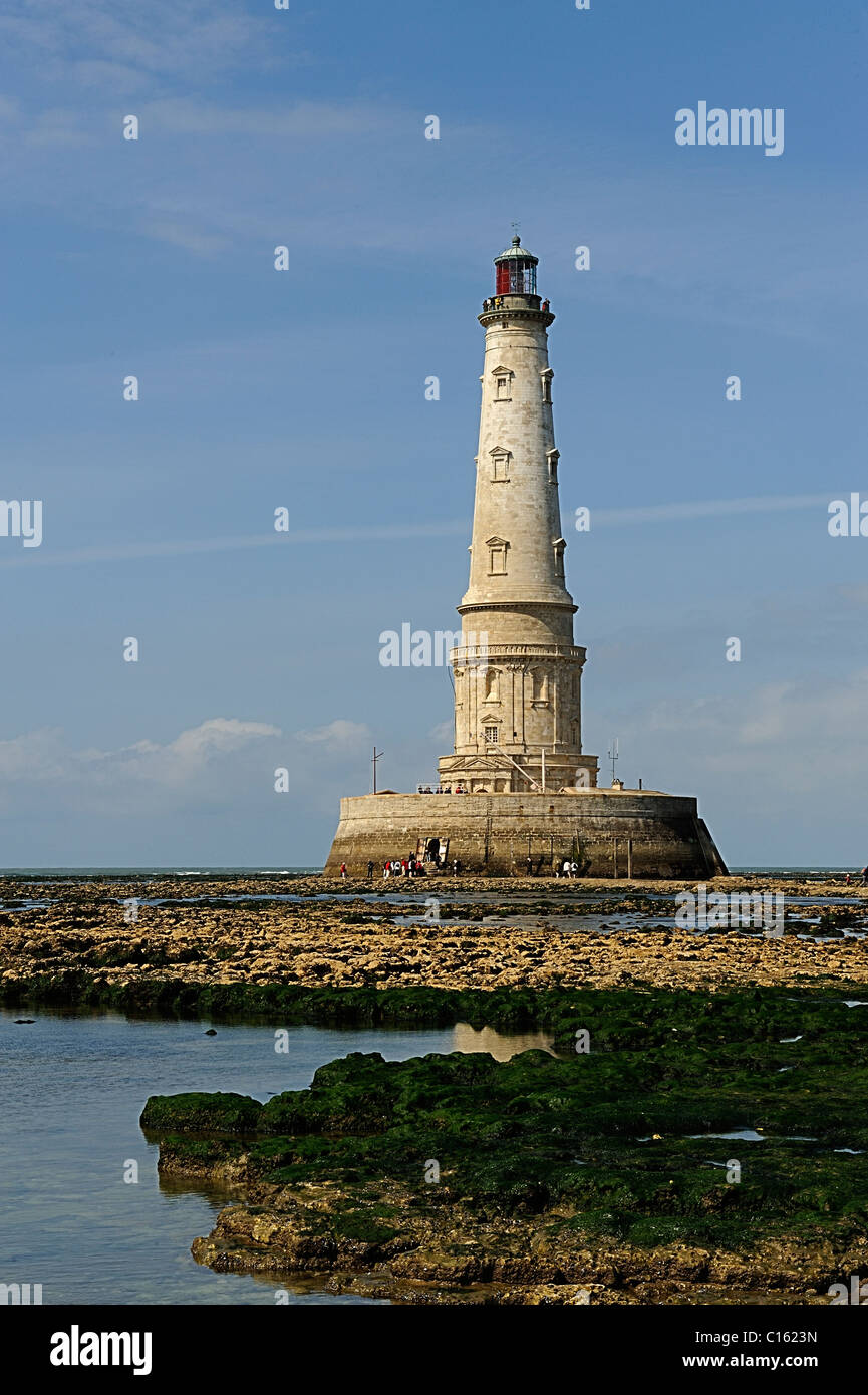 Faro di Cordouan, estuario Gironde, Oceano Atlantico, Charente Maritime dipartimento, Francia Foto Stock