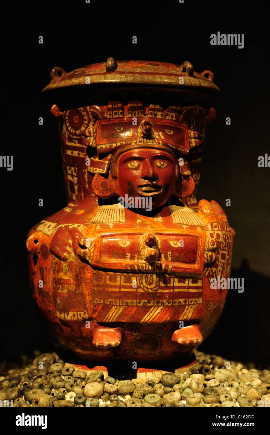 Mostra nel museo archeologico a Templo Mayor, Zocalo distretto, Città del Messico, Messico Foto Stock