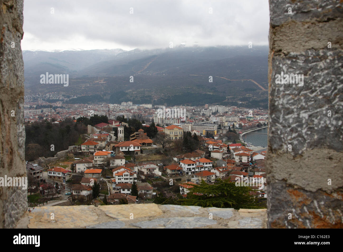 Città di Ohrid Macedonia, visto da di Samuil della Fortezza Foto Stock